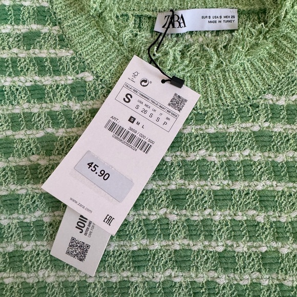 ZARA Knit Green Fringe Sweater - Picture 4 of 4